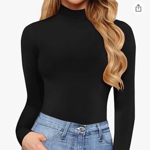 Mock Turtle Neck Bodysuit One Piece Jumpsuit